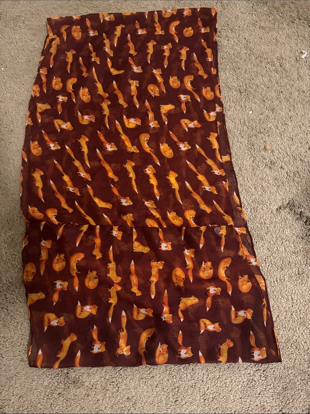 Brown Fox Pattern Scarf - Orange Foxes